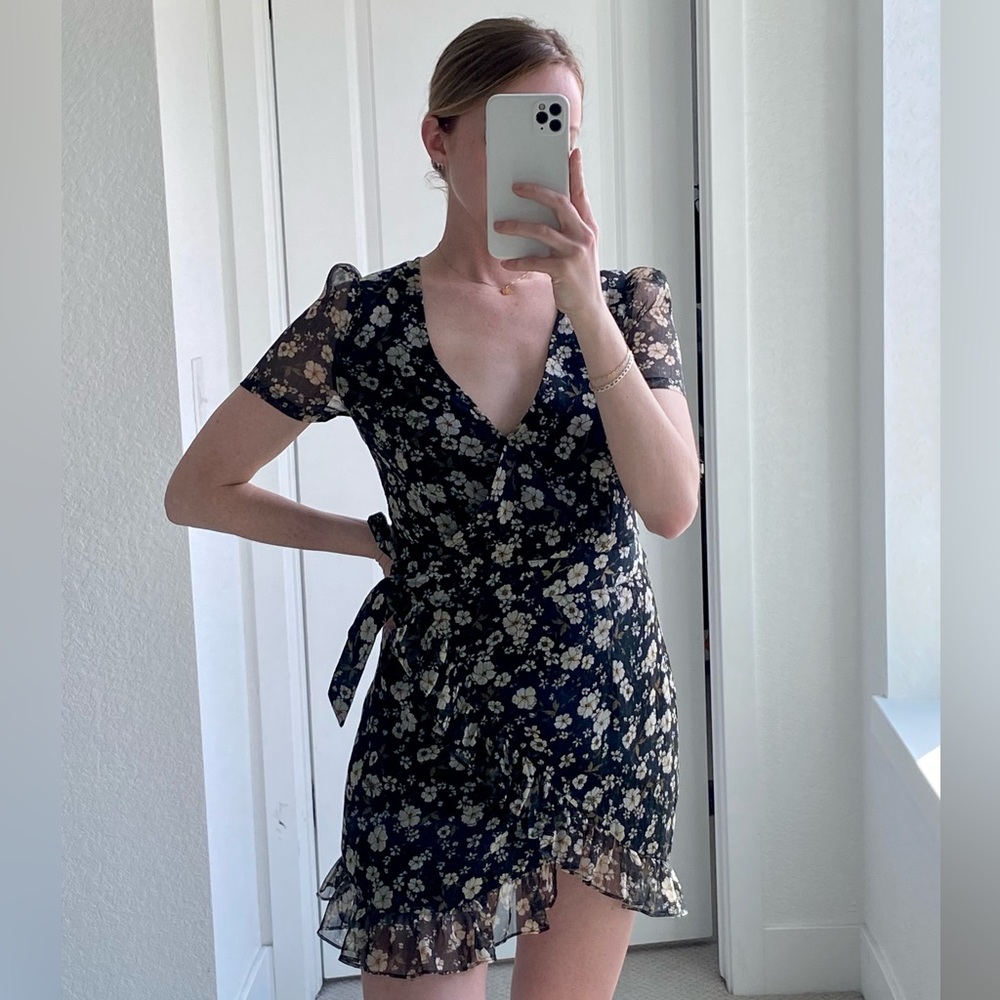 Donna Mizani Wrap Ruffle Dress